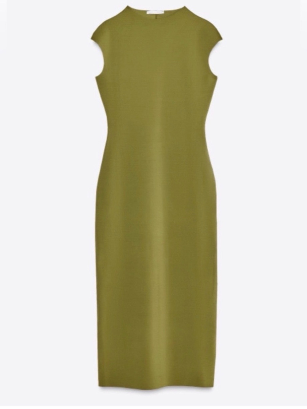 Zara Olive Green Cap-Sleeve Sheath Dress
